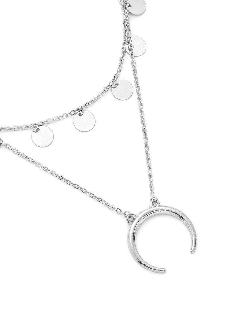 Horn & Sequin Design Layered Chain Necklace-jewelry-Des Mess