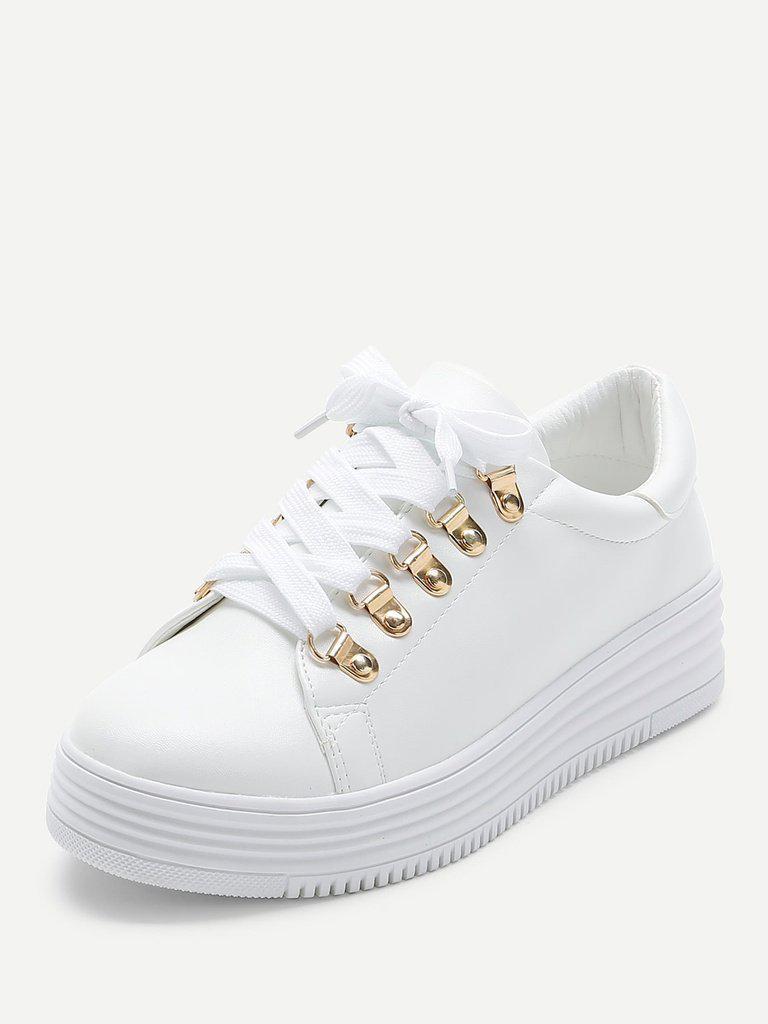 Lace Up Flatform PU Sneakers-sportswear-Des Mess