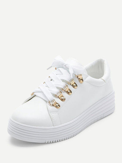 Lace Up Flatform PU Sneakers-sportswear-Des Mess