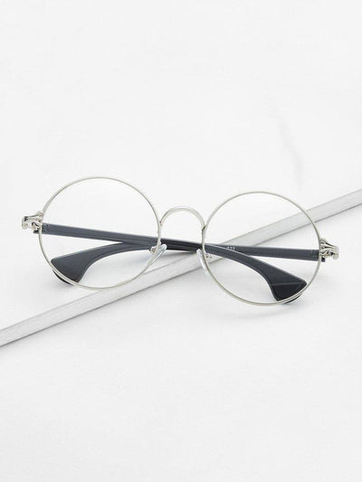 Silver Frame Black Arm Clear Lens Glasses-accessories-Des Mess