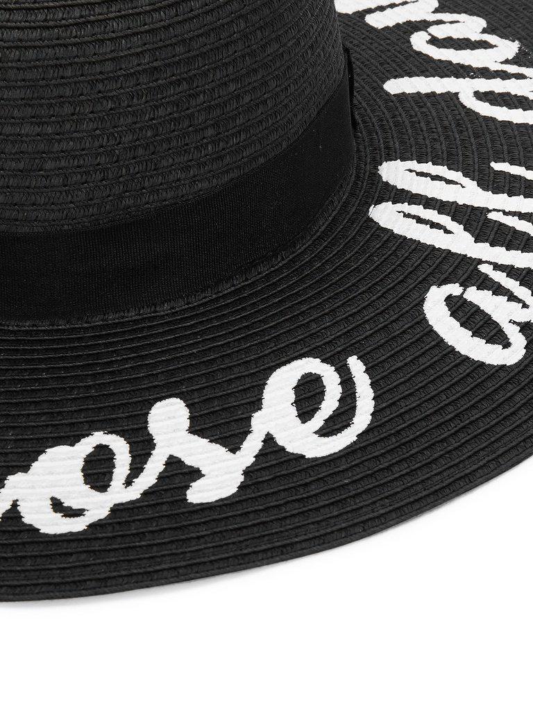 Letter Print Wide Brim Straw Hat-accessories-Des Mess
