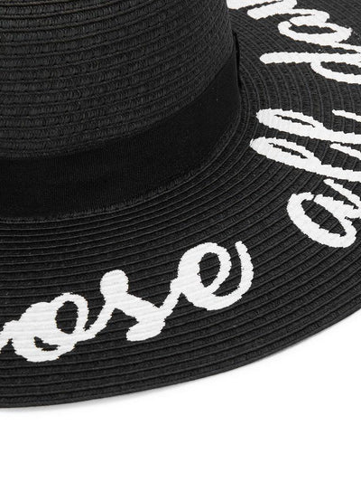 Letter Print Wide Brim Straw Hat-accessories-Des Mess