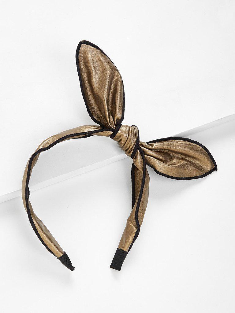 Contrast Trim Bow Tie Headband-hair-Des Mess