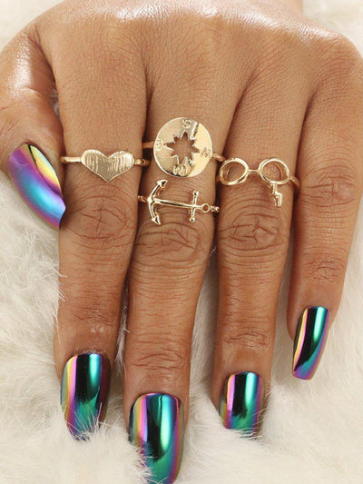 Anchor Design Ring Set 4pcs-jewelry-Des Mess