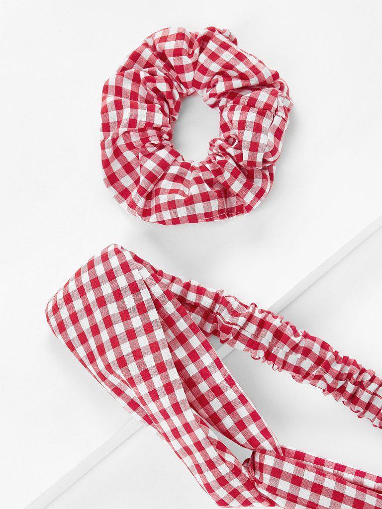 Gingham Print Headband & Hair Tie-hair-Des Mess