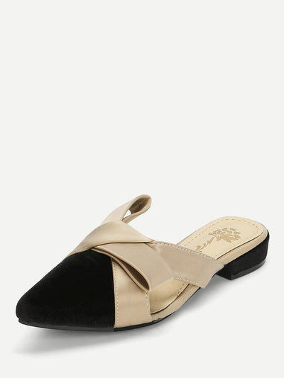 Knot Design Pointed Toe Slippers-shoes-Des Mess