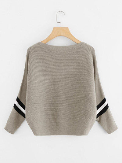Contrast Striped Panel Ribbed Sweater-outerwear-Des Mess