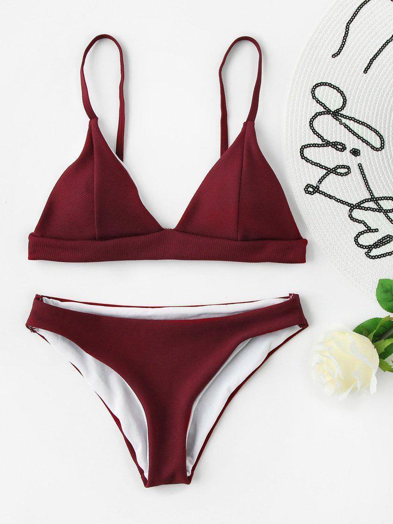 Seam Detail Triangle Bikini Set-swimwear-Des Mess
