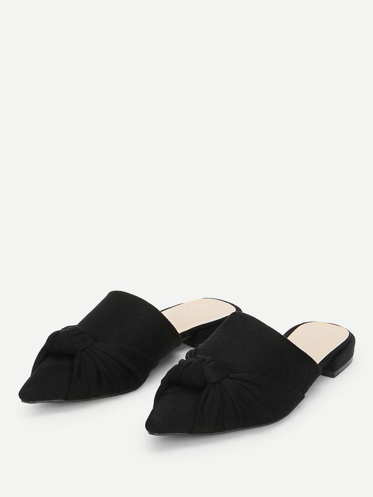 Knot Detail Suede Flat Mules-shoes-Des Mess