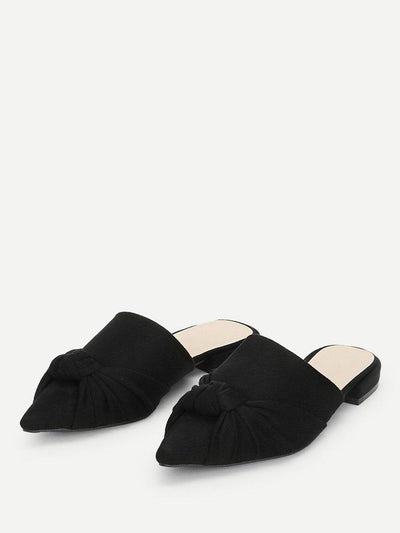 Knot Detail Suede Flat Mules-shoes-Des Mess