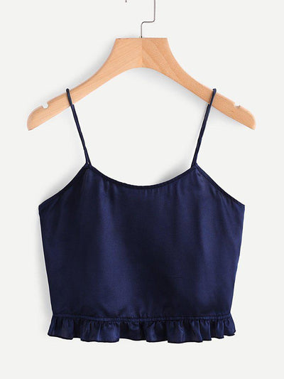 Frill Trim Cami And Shorts Pajama Set-loungewear-Des Mess