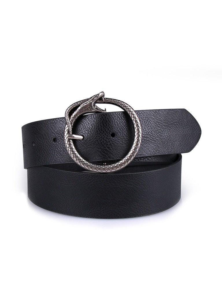 Faux Leather Circle Buckle Belt-accessories-Des Mess