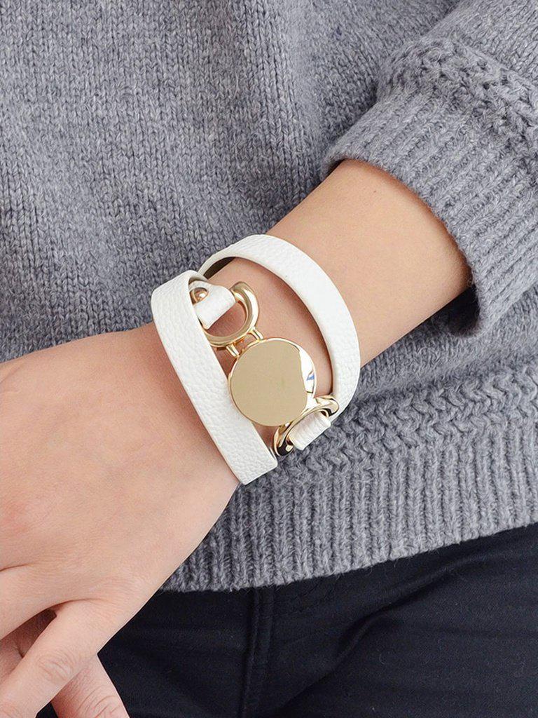 White Multi-Layer Winding Wide Bracelet--Des Mess