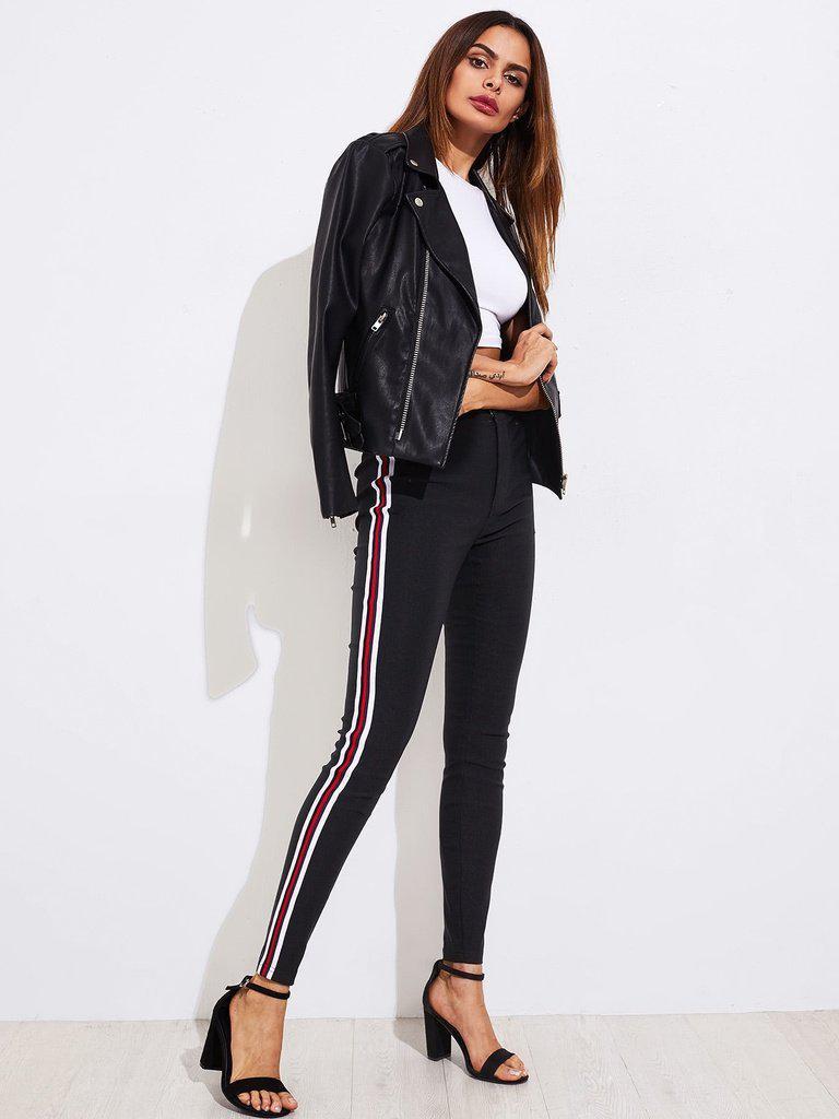 Side Striped Skinny Pants-bottom-Des Mess