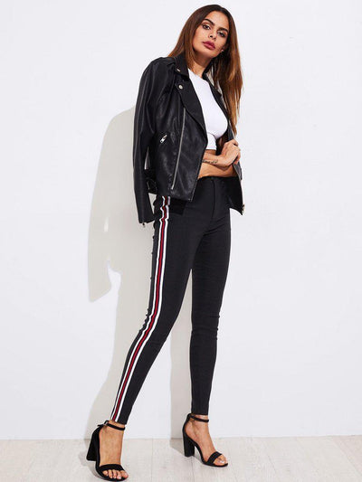 Side Striped Skinny Pants-bottom-Des Mess