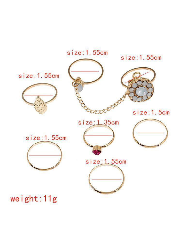 Chain Link Ring Set 6pcs-jewelry-Des Mess