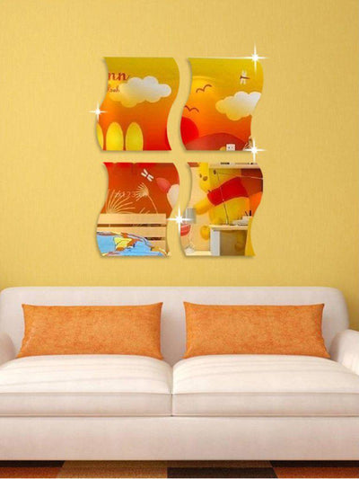 Wave Shape Mirror Wall Sticker Set 6pcs-others-Des Mess