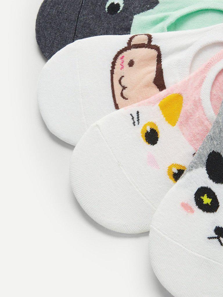 Animal Print Invisible Socks 5pairs-accessories-Des Mess