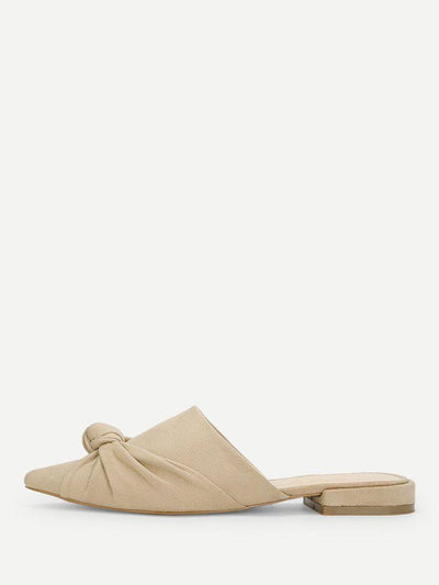 Knot Detail Suede Flat Mules-shoes-Des Mess
