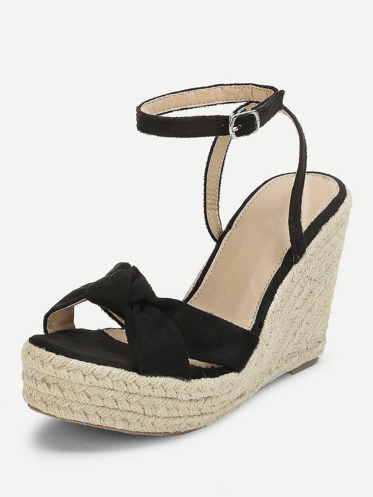 Knot Detail Espadrille Wedges-shoes-Des Mess