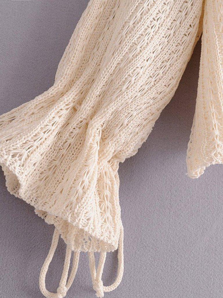 Drop Shoulder Open-Knit Jumper-outerwear-Des Mess