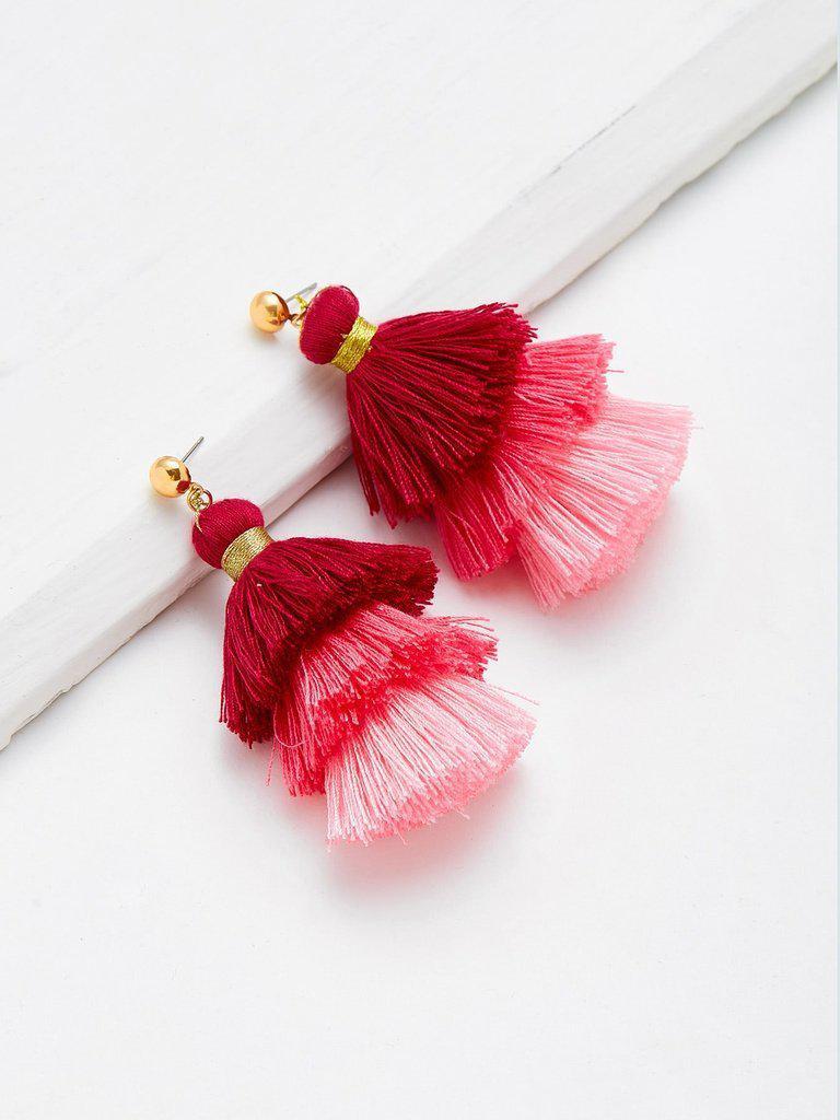 Color Block Layered Tassel Drop Earrings-jewelry-Des Mess