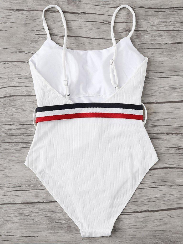 Belt Decorated Swimsuit-swimwear-Des Mess