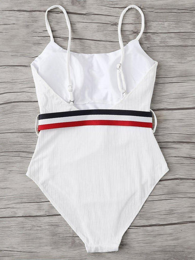 Belt Decorated Swimsuit-swimwear-Des Mess