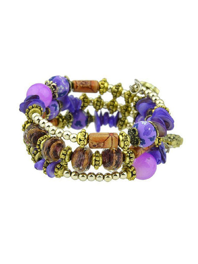 Purple Handmade Beaded Winding Bracelet--Des Mess