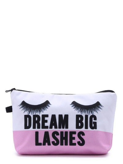 Eyelash Print Color Block Makeup Bag-makeup-Des Mess