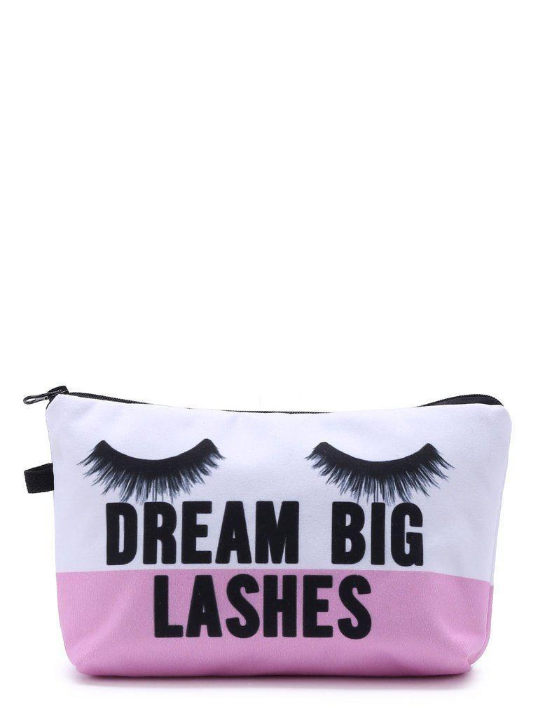 Eyelash Print Color Block Makeup Bag-makeup-Des Mess
