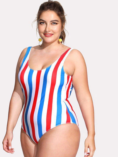 Open Back Striped Swimsuit-swimwear-Des Mess