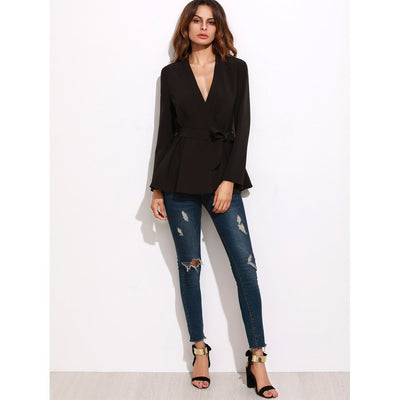 Surplice Wrap Peplum Blazer