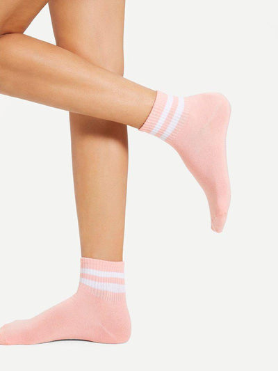 Striped Detail Ankle Socks 5Pairs-accessories-Des Mess