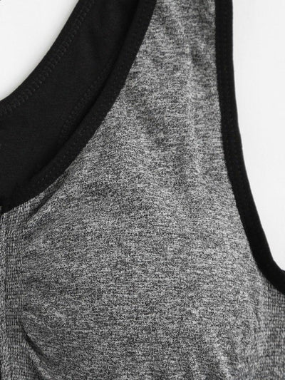 Zipper Front High Impact Sports Bra-sportswear-Des Mess
