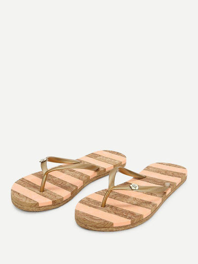Block Striped Flip Flops-shoes-Des Mess
