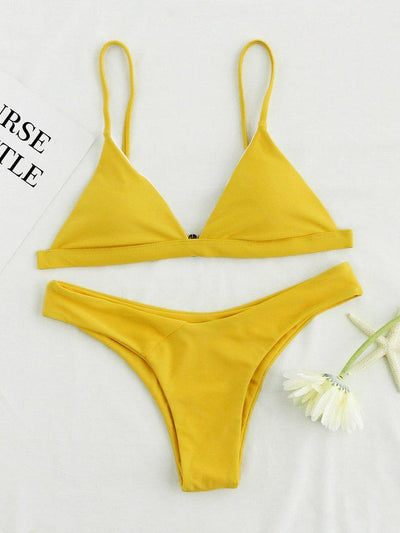 Triangle High Leg Bikini Set-swimwear-Des Mess