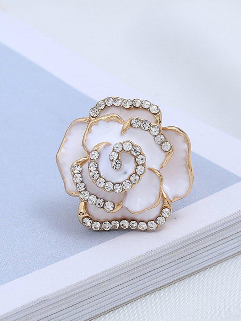 Flower Design Rhinestone Ring-jewelry-Des Mess