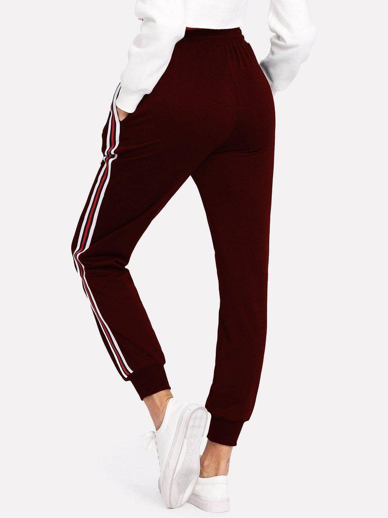 Striped Tape Side Drawstring Sweatpants-bottom-Des Mess