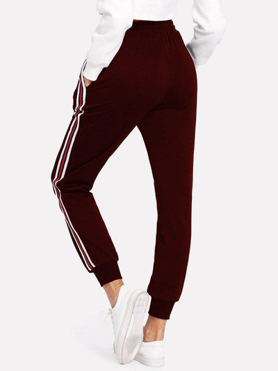 Striped Tape Side Drawstring Sweatpants-bottom-Des Mess