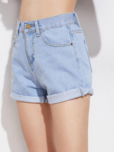 Rolled Cuff Denim Shorts-bottom-Des Mess
