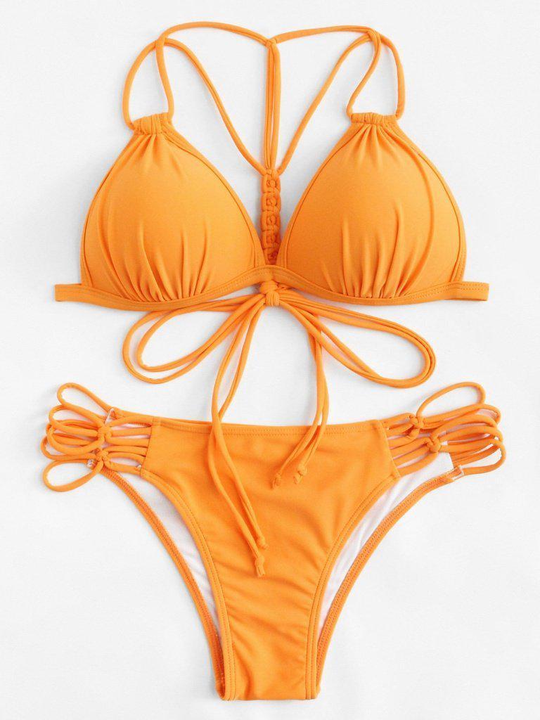 Woven Detail Strappy Bikini Set-swimwear-Des Mess