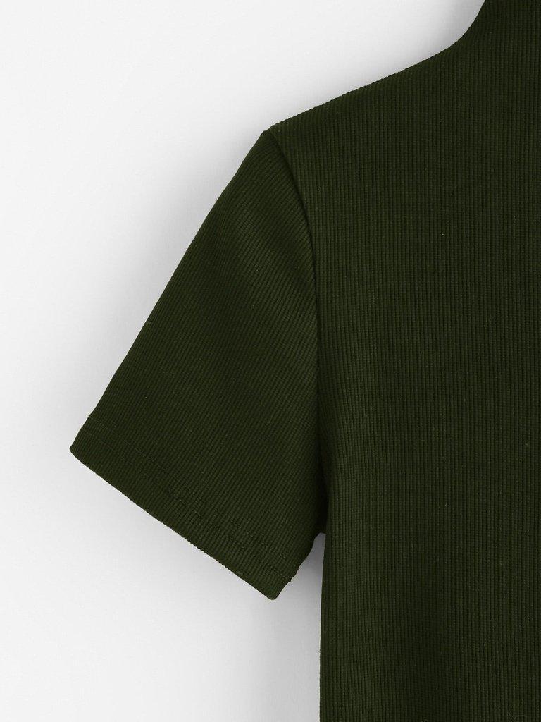 High Neck Ribbed Crop Sweater-outerwear-Des Mess