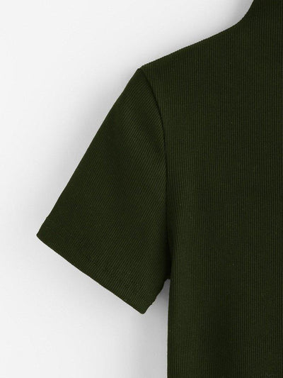 High Neck Ribbed Crop Sweater-outerwear-Des Mess