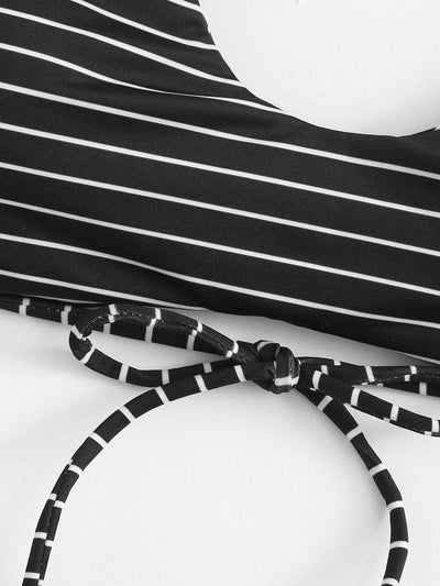 Striped Strappy Bikini Set-swimwear-Des Mess