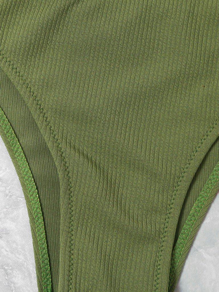 Ribbed Bandeau Bikini Set-swimwear-Des Mess