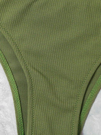 Ribbed Bandeau Bikini Set-swimwear-Des Mess
