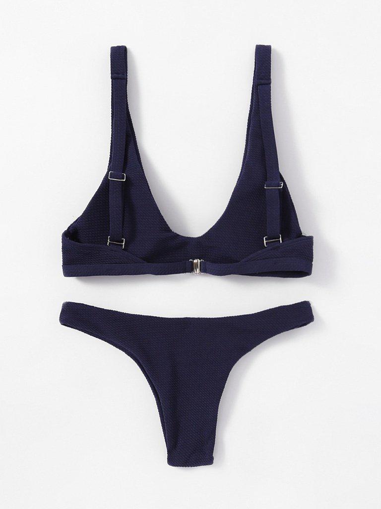 Plunge High Leg Bikini Set-swimwear-Des Mess