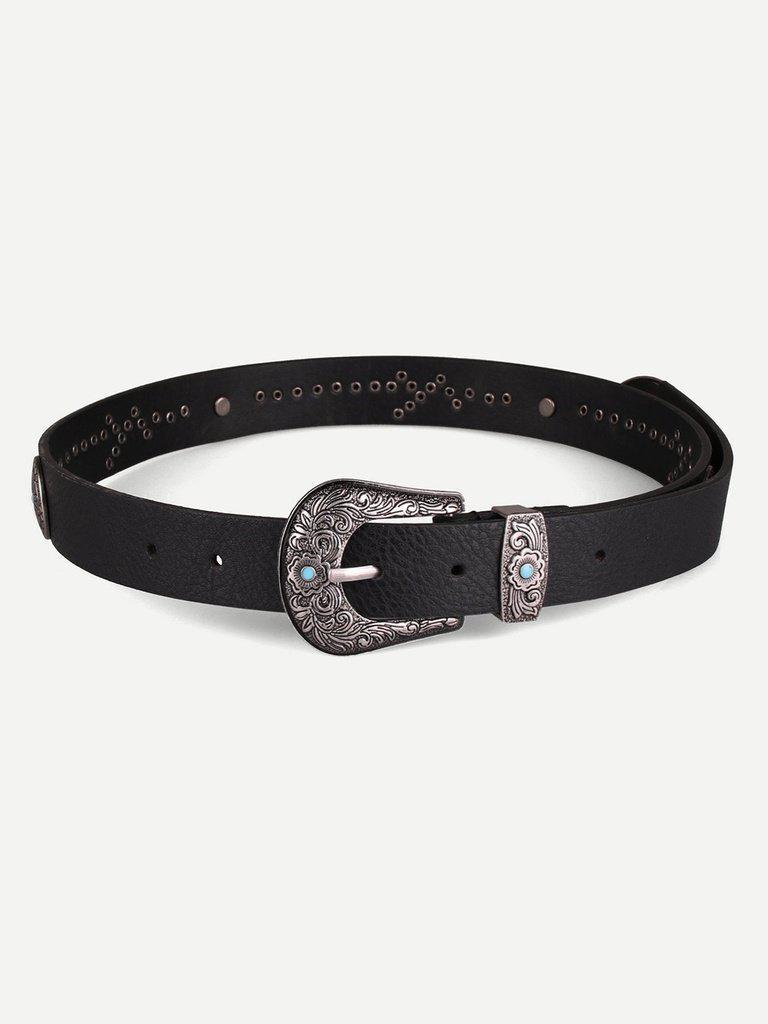 Eyelet Detail Western Belt-accessories-Des Mess