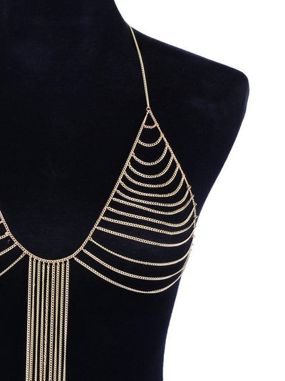 Chain Tassel Bralet Body Chain-jewelry-Des Mess